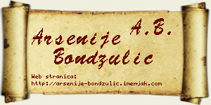 Arsenije Bondžulić vizit kartica